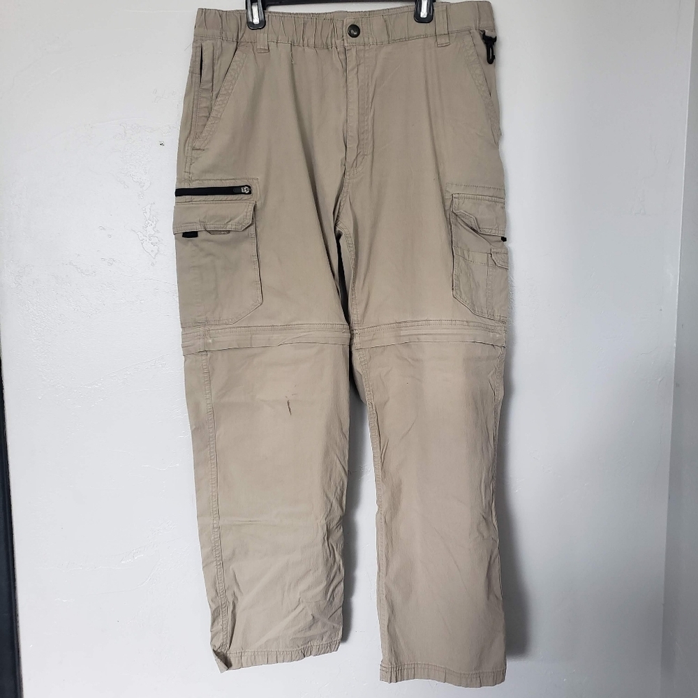 BC Clothing Men's XXL x32 Tan Beige Convertible Pants Zip Off Shorts Outdoor